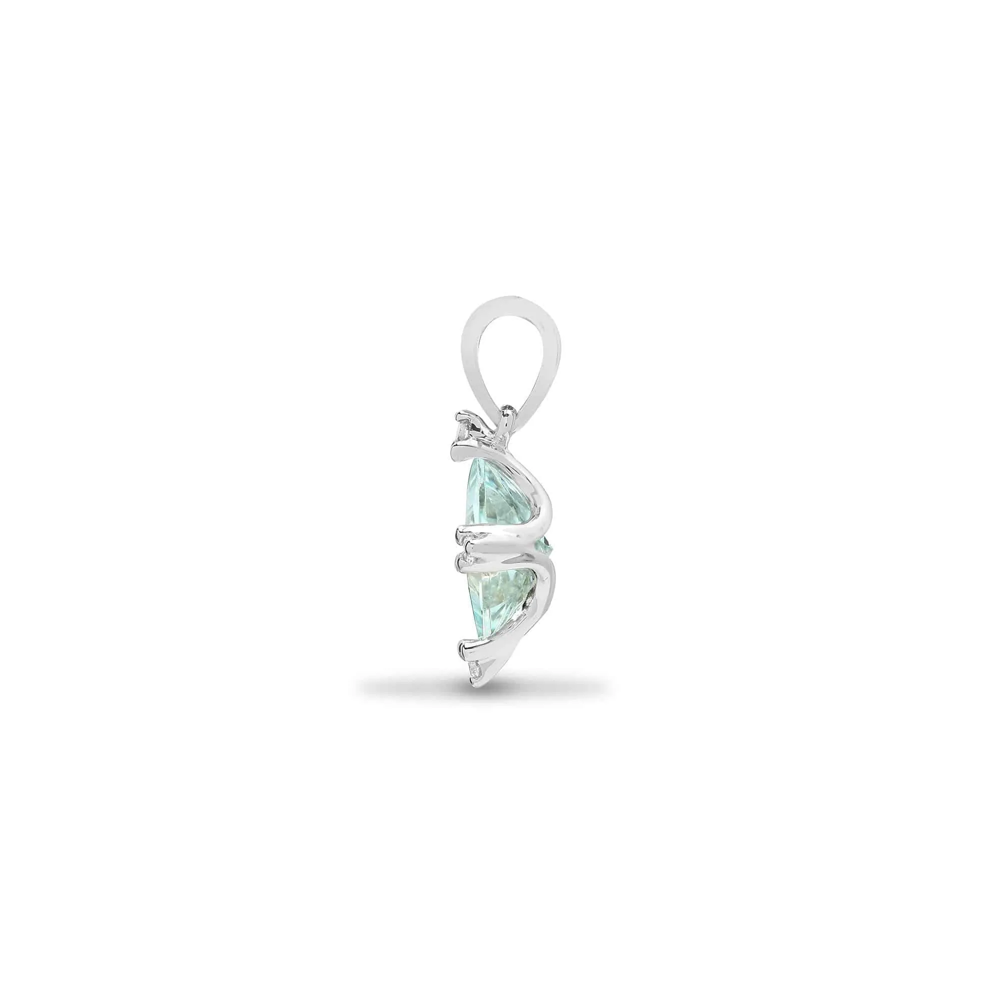 18ct White Gold Diamond And Aquamarine Pendant