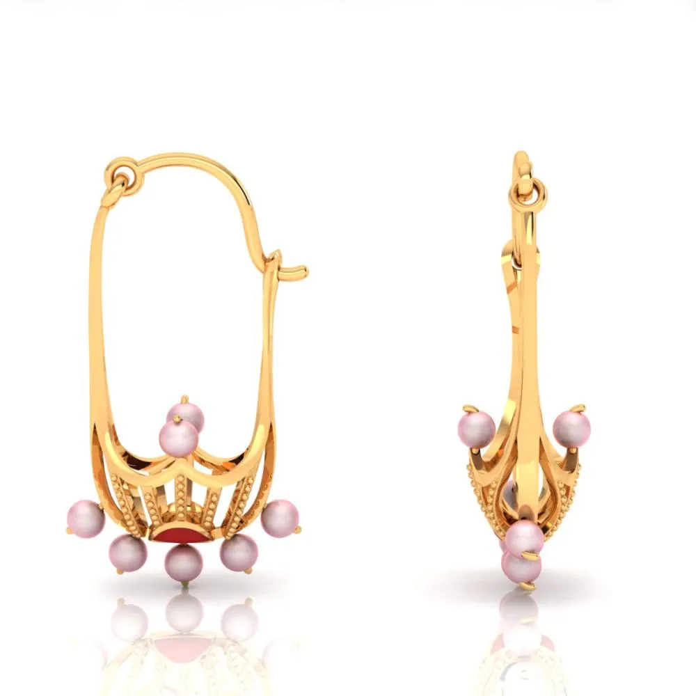 18k Delicate Gold Earrings With Distinct Design