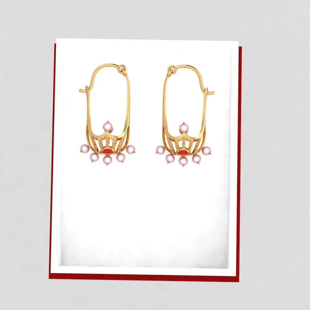 18k Delicate Gold Earrings With Distinct Design