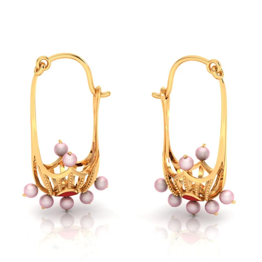 18k Delicate Gold Earrings With Distinct Design