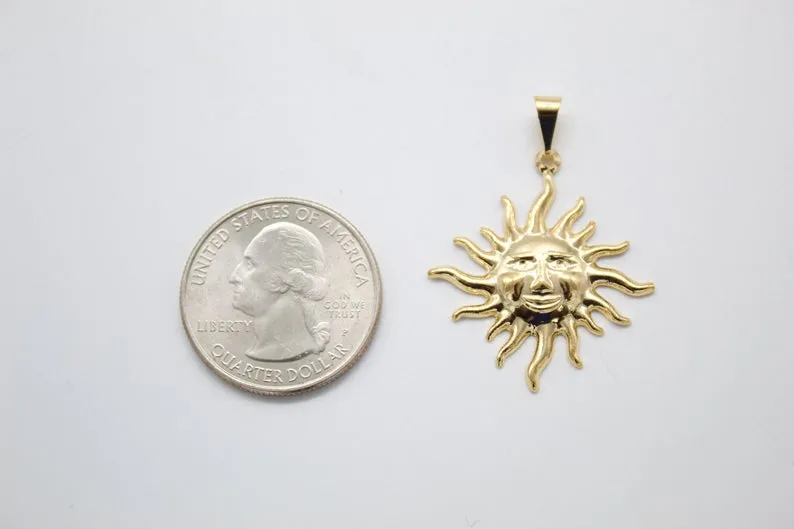 18K Gold Filled Dainty Celestial Sun Charm Pendant (A23)