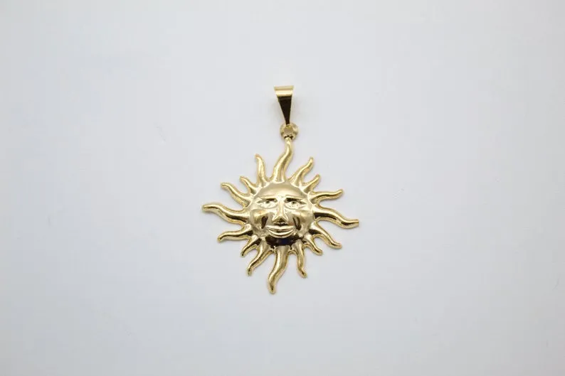 18K Gold Filled Dainty Celestial Sun Charm Pendant (A23)