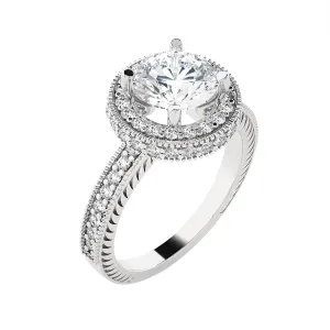 2 1/4 ctw Round Lab Grown Diamond Halo Engagement Ring