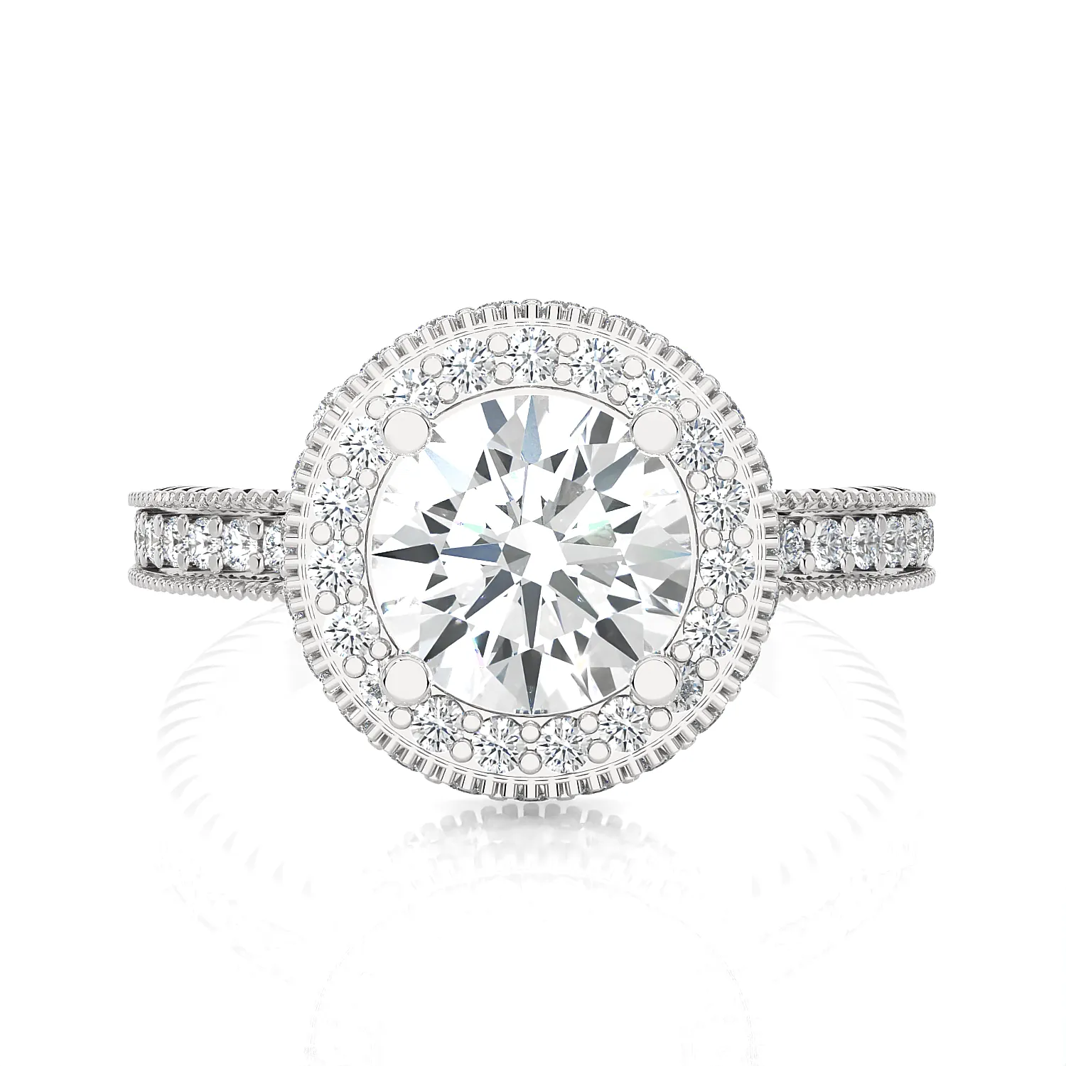 2 1/4 ctw Round Lab Grown Diamond Halo Engagement Ring