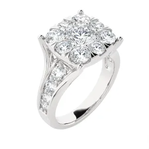 2 7/8 ctw Round Lab Grown Diamond Side Stone Engagement Ring