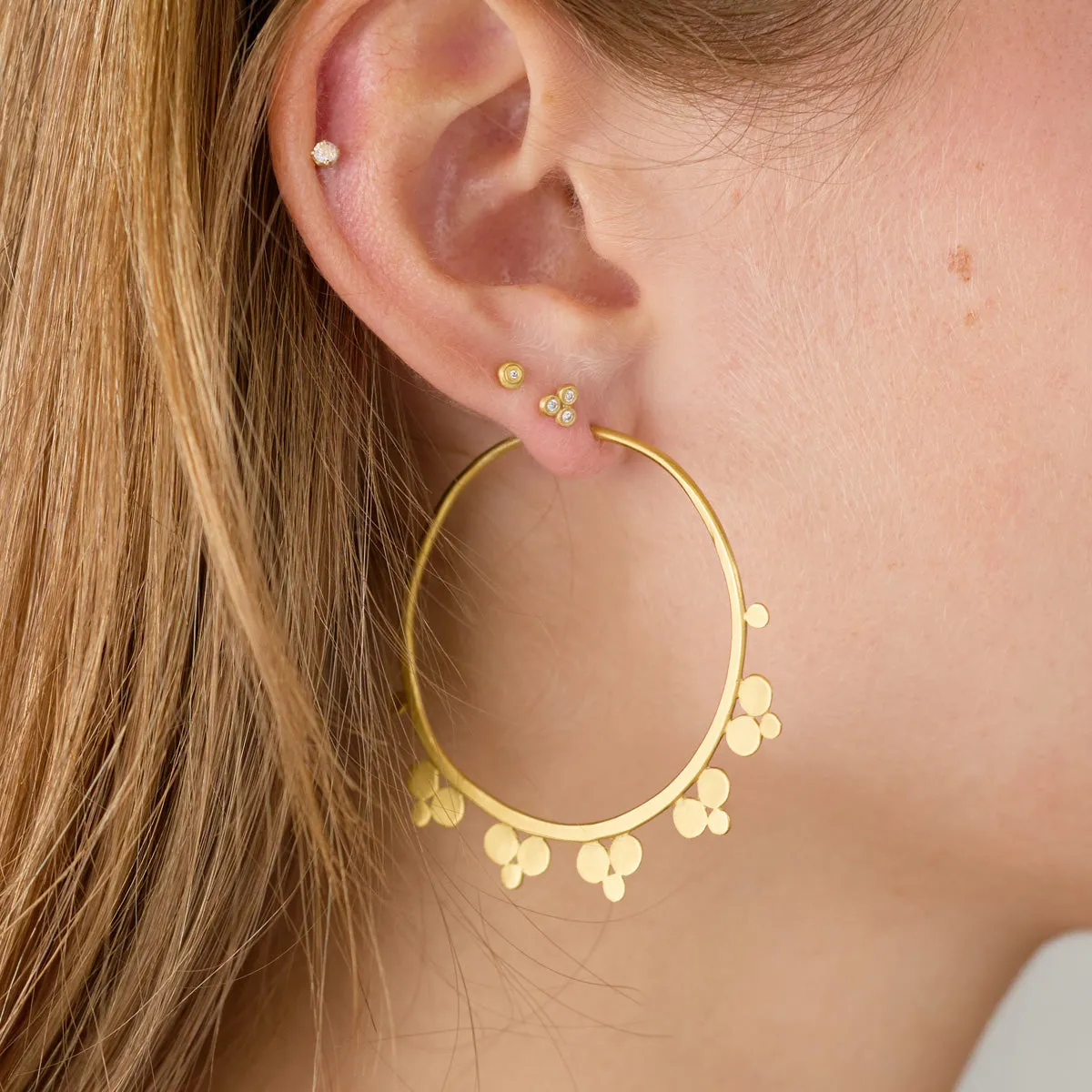 22k Gold Trios Hoop Earrings