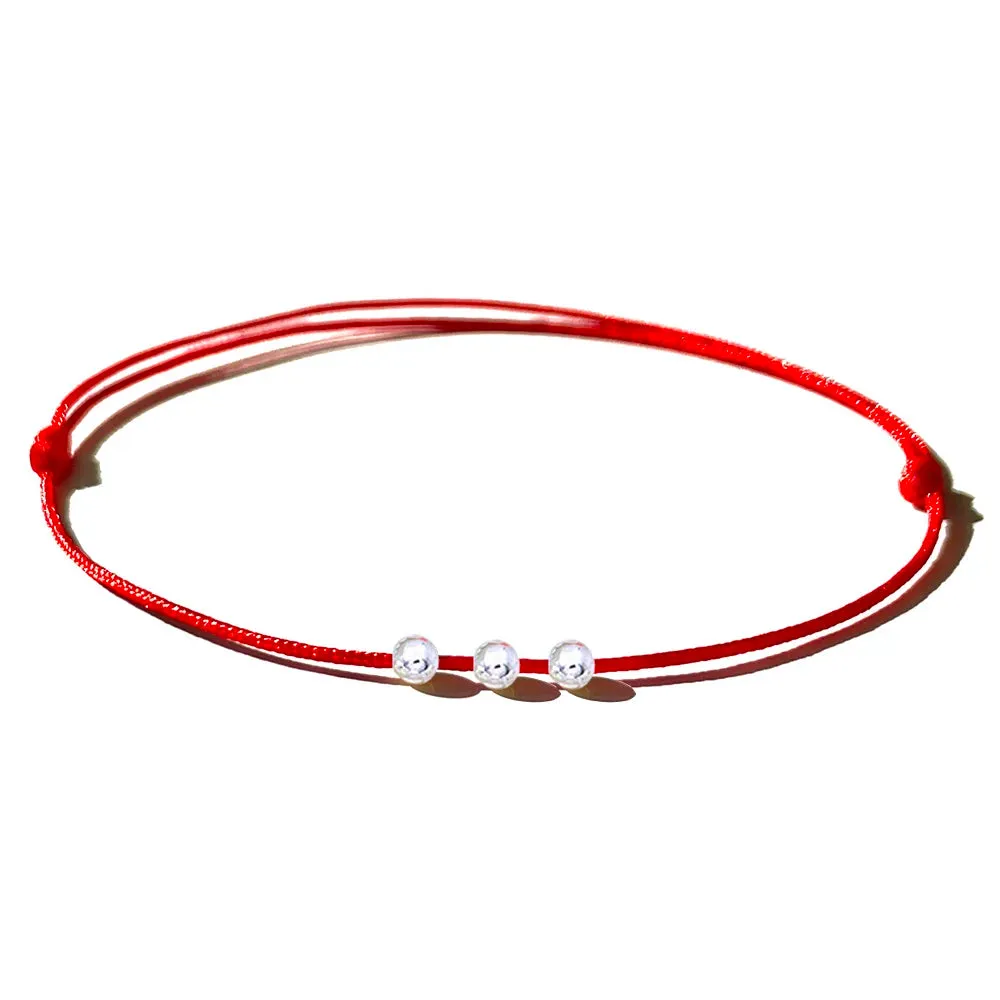 3 Beads Red String Bracelet Three Wish Bracelet Amulet Kabbalah Protection Bracelet Birthday Gift Lucky Charm Couple Bracelet