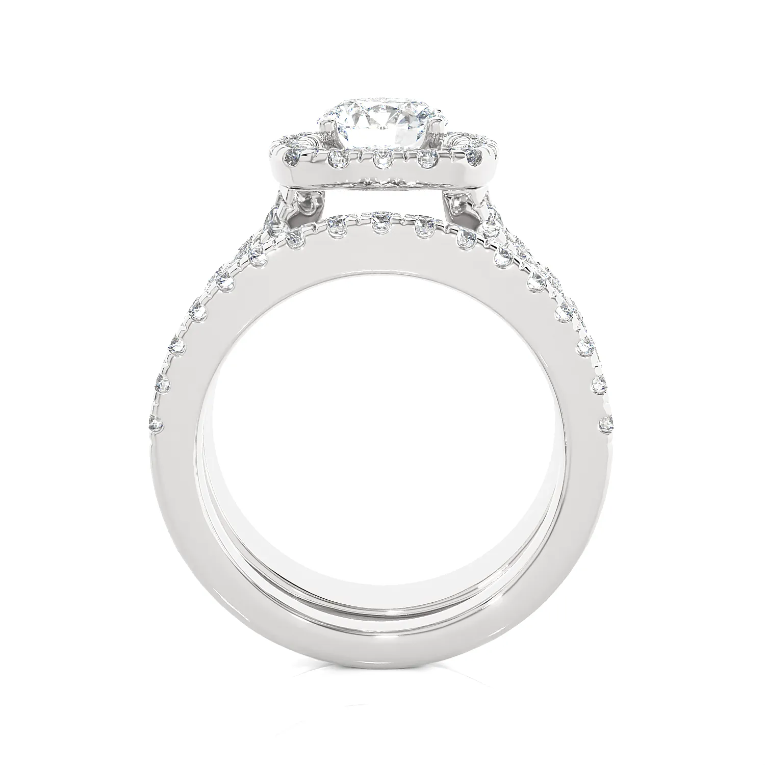 3 ctw Round Lab Grown Diamond Halo Bridal Set Ring