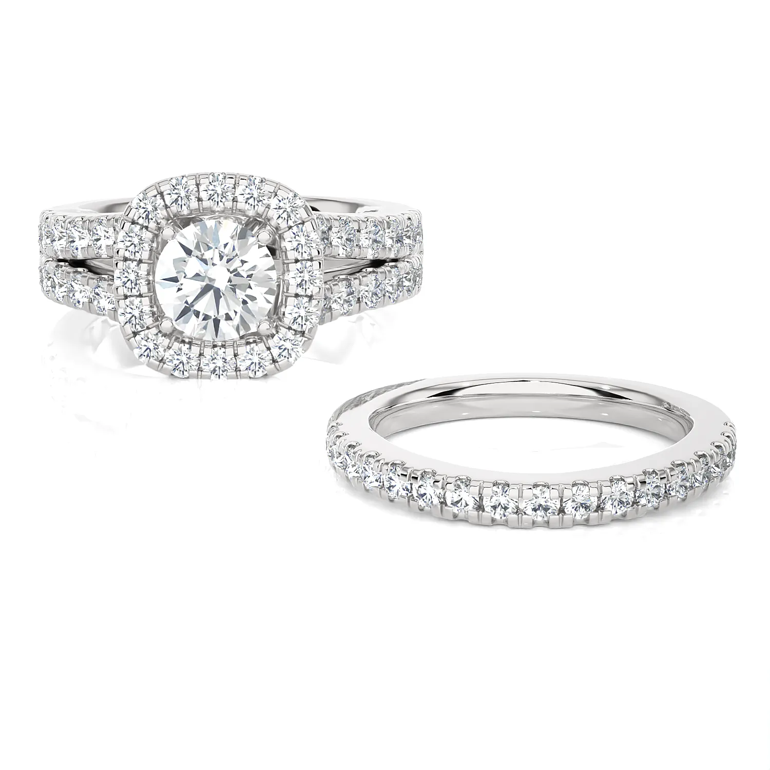 3 ctw Round Lab Grown Diamond Halo Bridal Set Ring