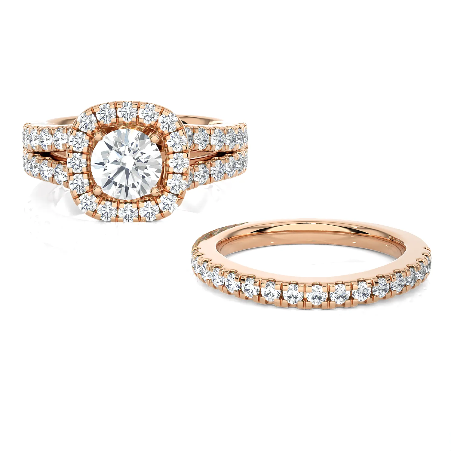 3 ctw Round Lab Grown Diamond Halo Bridal Set Ring