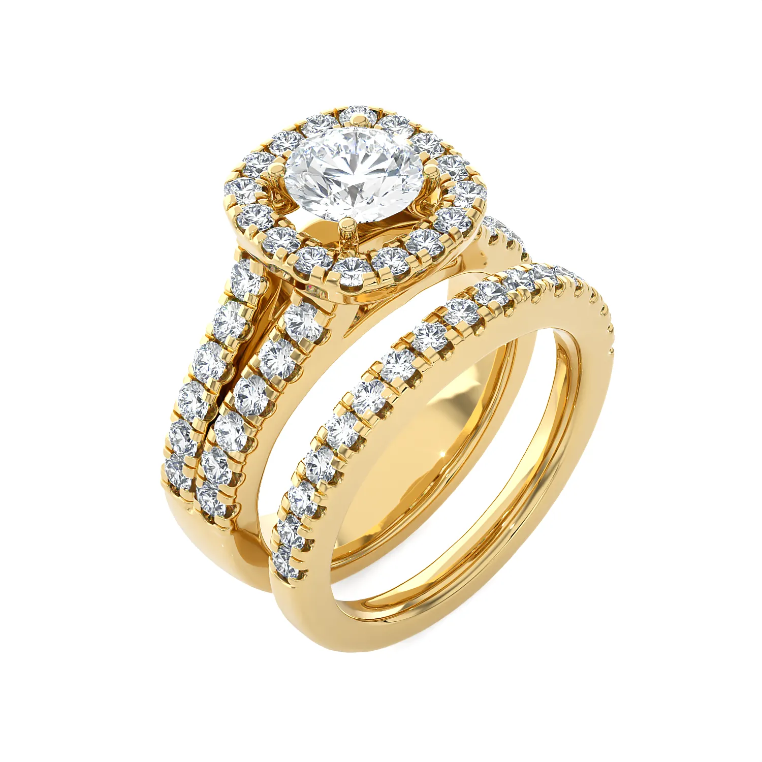 3 ctw Round Lab Grown Diamond Halo Bridal Set Ring