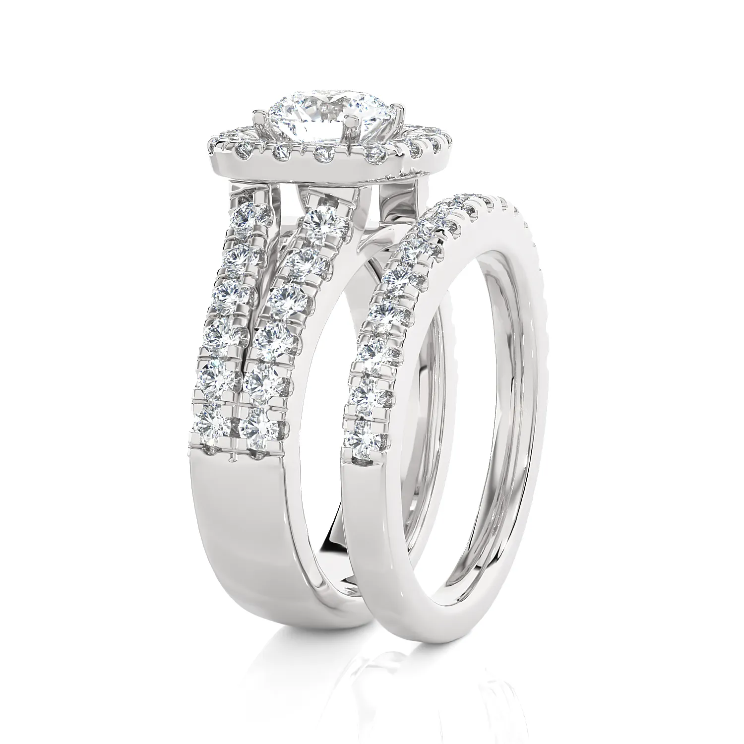 3 ctw Round Lab Grown Diamond Halo Bridal Set Ring