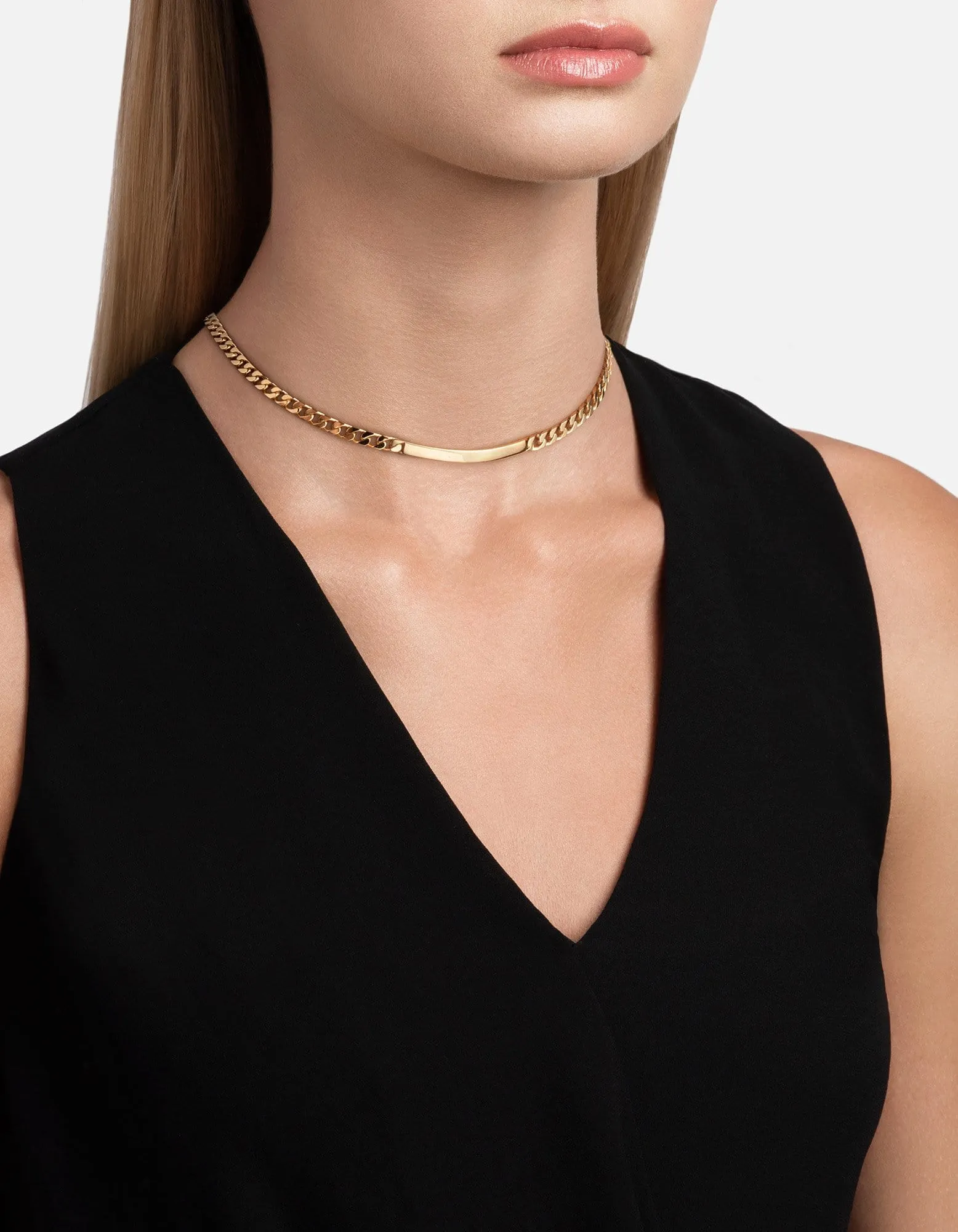 4mm ID Cuban Chain Choker, Gold Vermeil