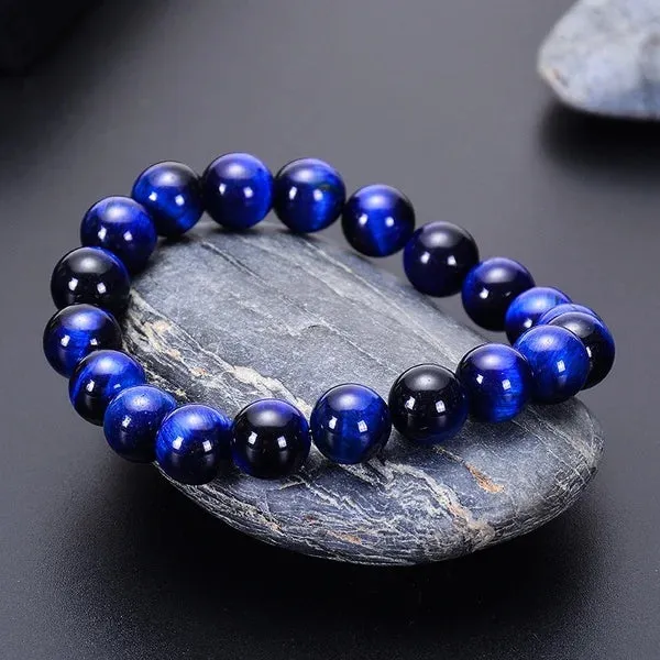 6/8/10mm buddha Bracelets Blue Tiger Eye Bracelet Natural Stone Round Beads Elasticity Rope Men Women blue stone Beaded Bracelet