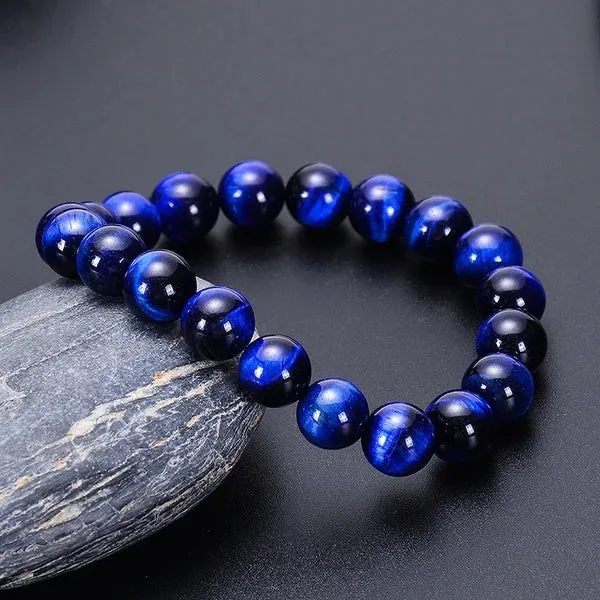 6/8/10mm buddha Bracelets Blue Tiger Eye Bracelet Natural Stone Round Beads Elasticity Rope Men Women blue stone Beaded Bracelet