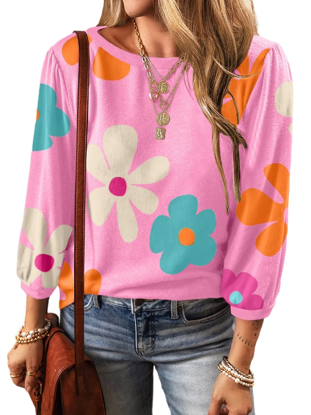 70s Style Floral Print T-Shirt