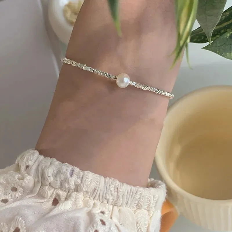 925 Sterling Silver Double Layer Pearl Bracelet for Women Girl Design Bead Korean Jewelry Dropshipping Charm Bracelet