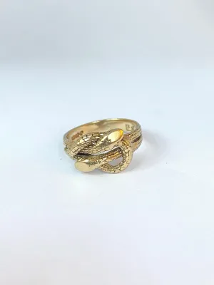 9ct Gold Vintage Double Snake Ring, Hallmarked 9ct Gold, London and 1979