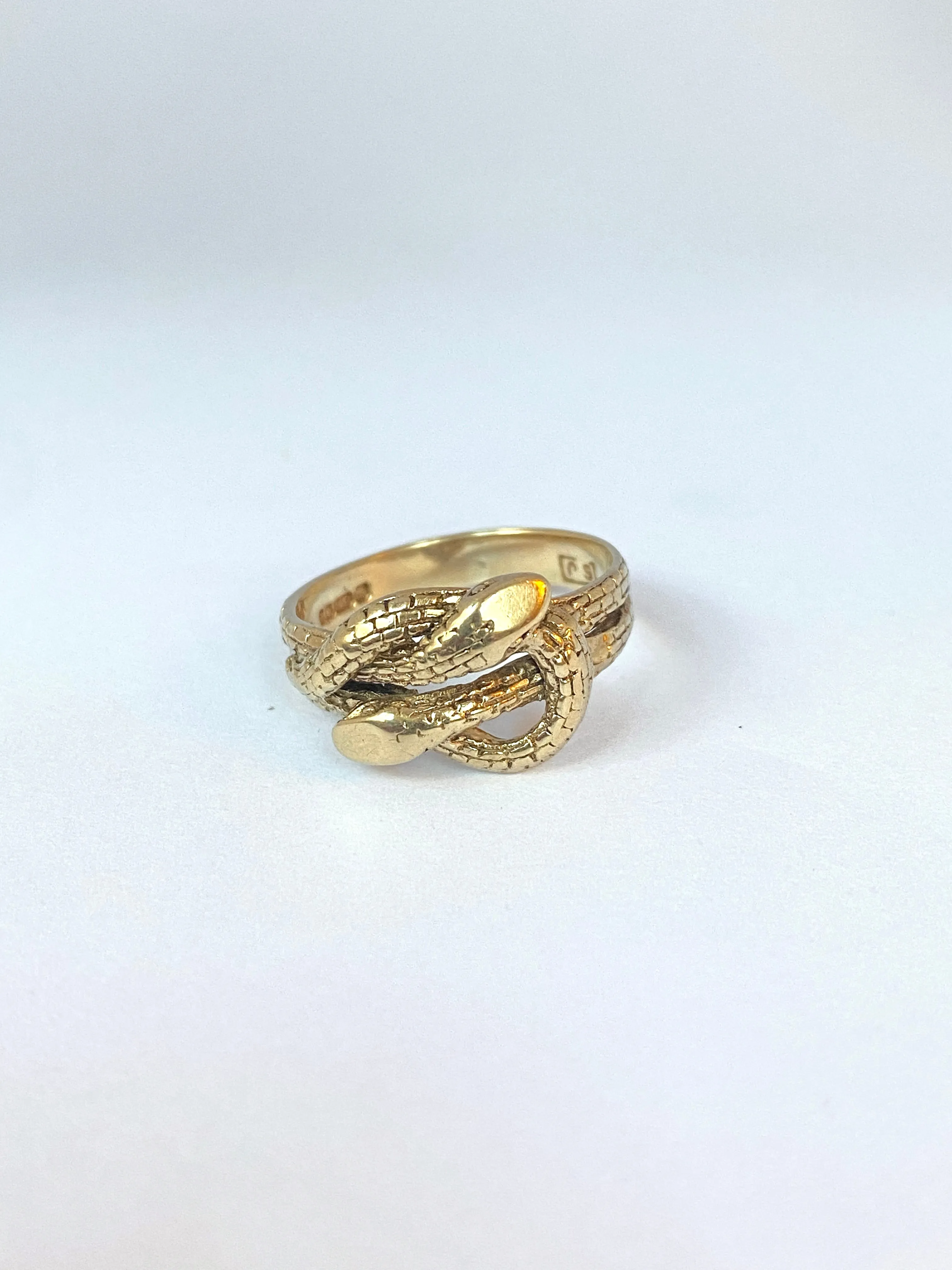 9ct Gold Vintage Double Snake Ring, Hallmarked 9ct Gold, London and 1979