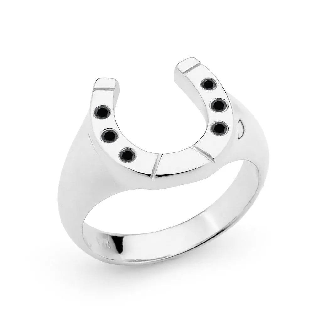 9ct White Gold and White Diamond Horseshoe Ring