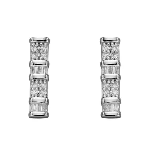 9ct White Gold Diamond Bar Earrings GE2356