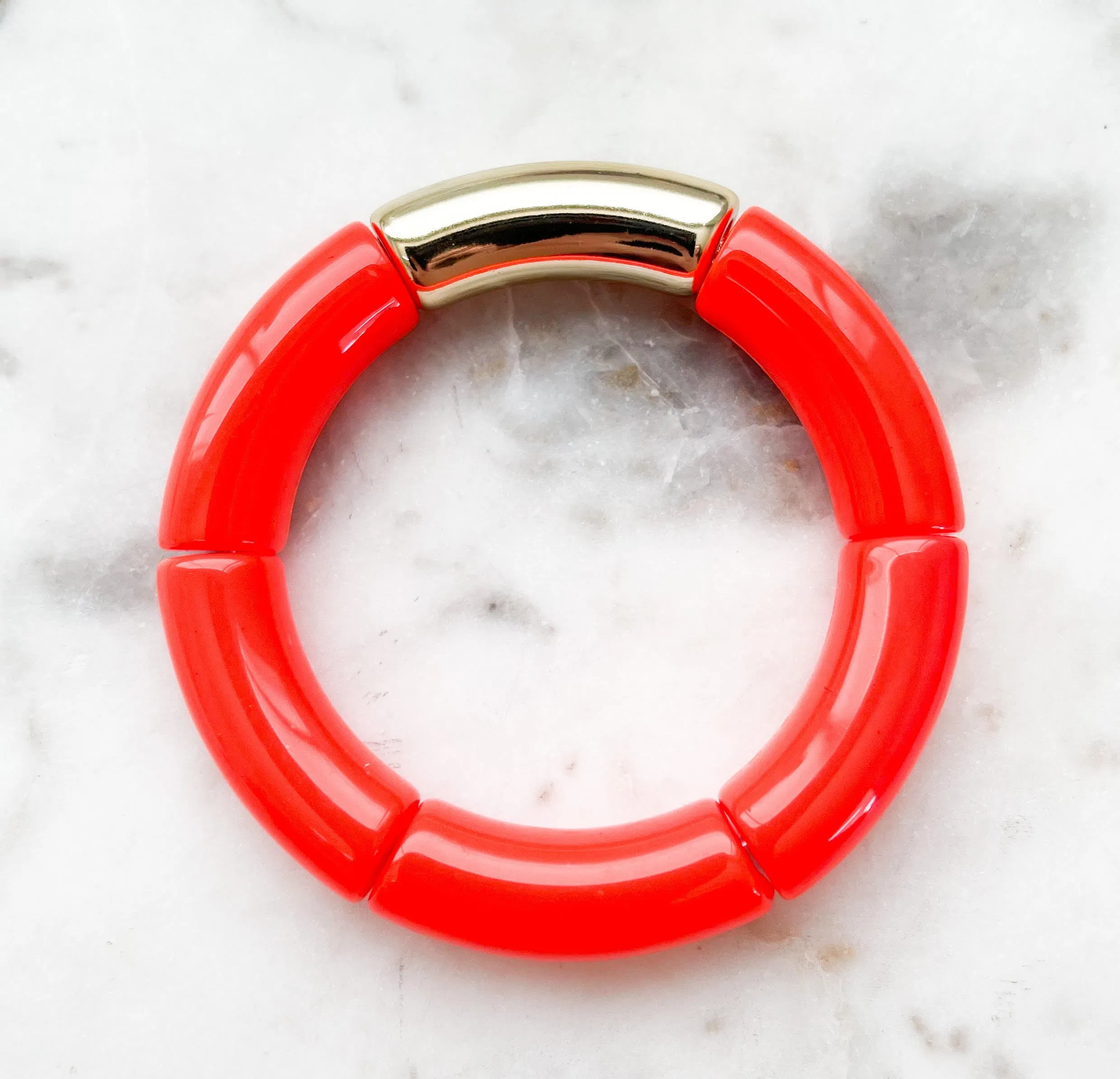 Acrylic Bamboo Bangle Bracelet "Orange"