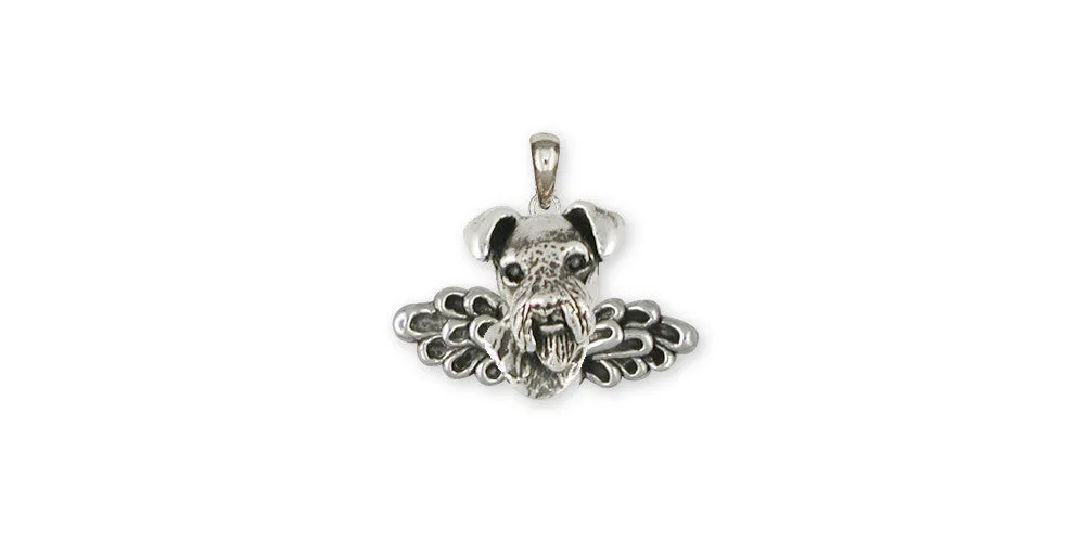 Airedale Terrier Angel Pendant Jewelry Sterling Silver Handmade Dog Pendant AR16-AP