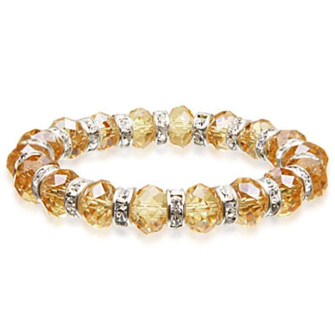 Amber Gorgeous Glass Bracelet with Cubic Zirconia Crystals