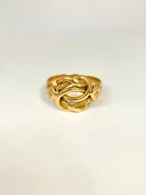 Antique, 18ct Gold Diamond Lovers Knot Ring, Hallmarked 18ct Gold, London 1918 (6.38g)