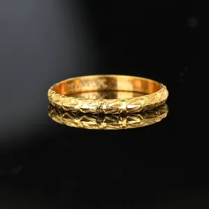 Antique BDA Orange Blossom Floral Baby Ring Band in Gold