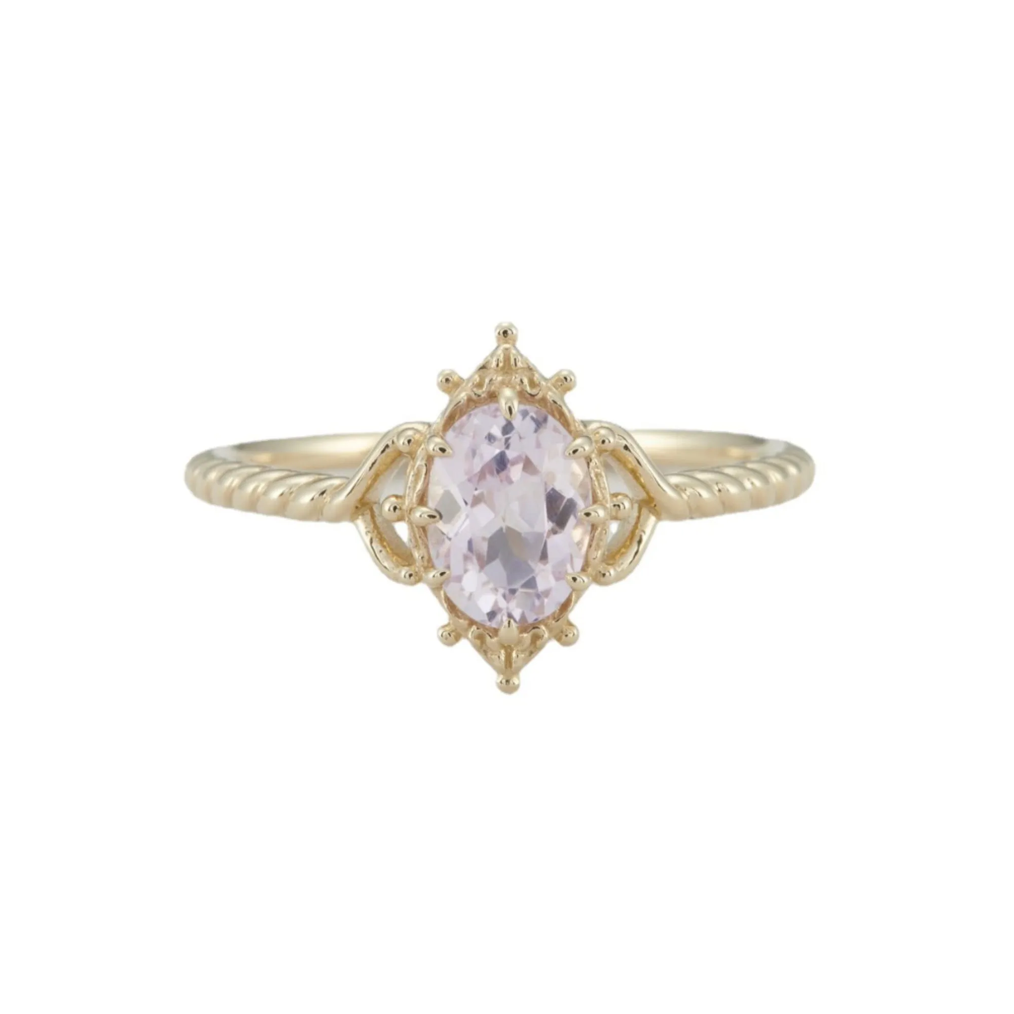 Antique-Style Amethyst Crown Bubble Ring