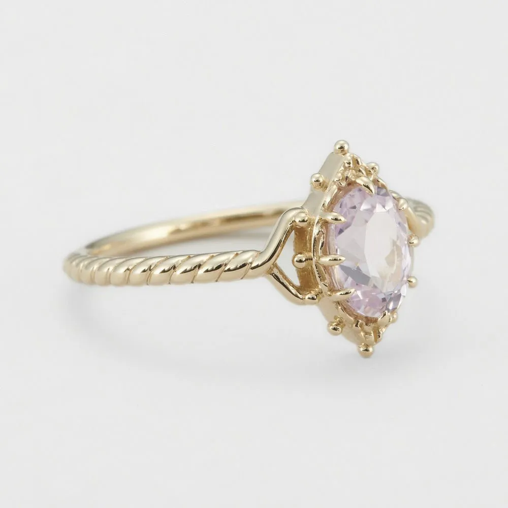 Antique-Style Amethyst Crown Bubble Ring