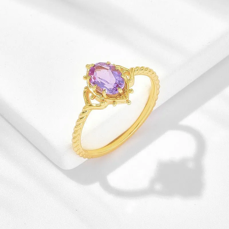 Antique-Style Amethyst Crown Bubble Ring