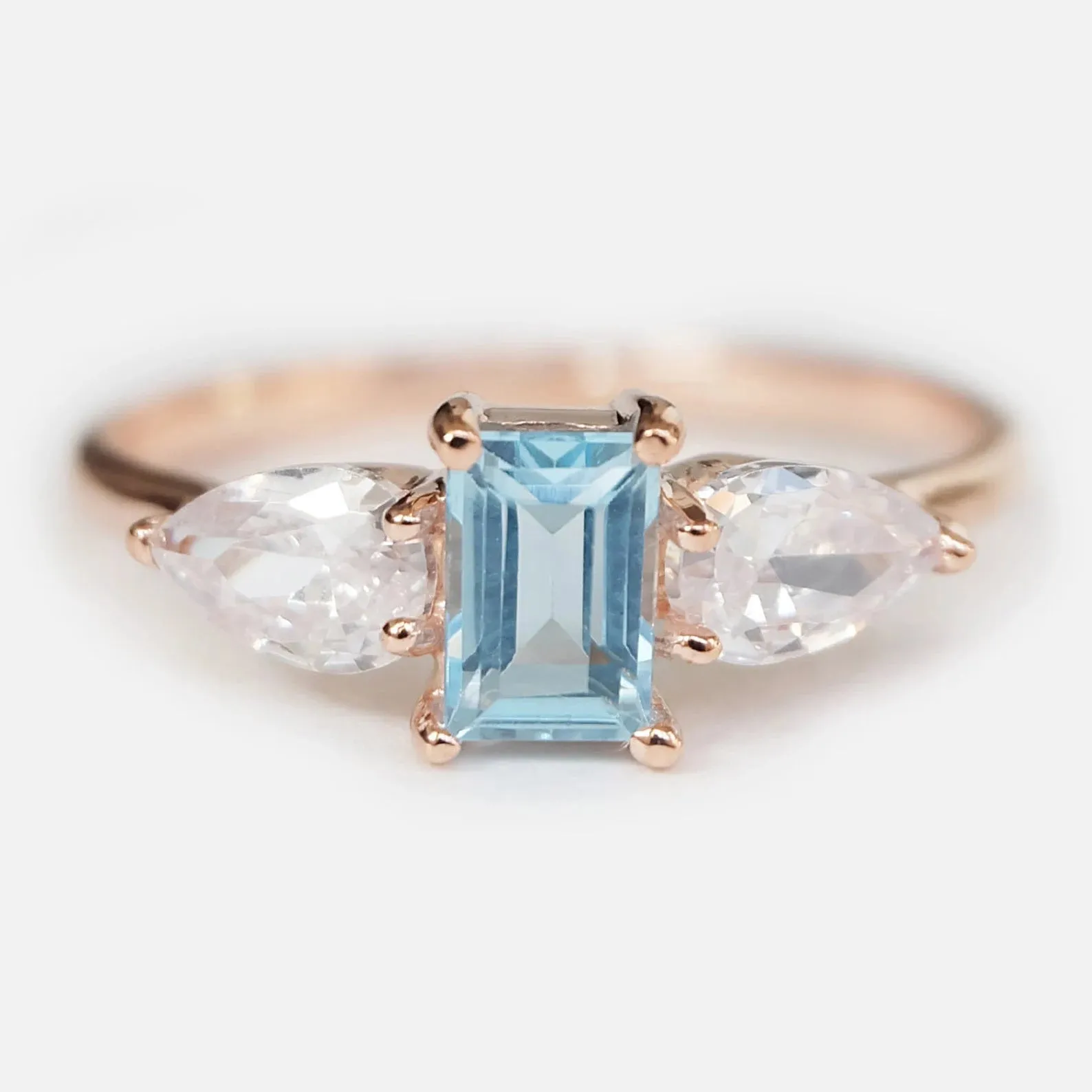 Aquamarine Topaz Dual Stone Ring Koji