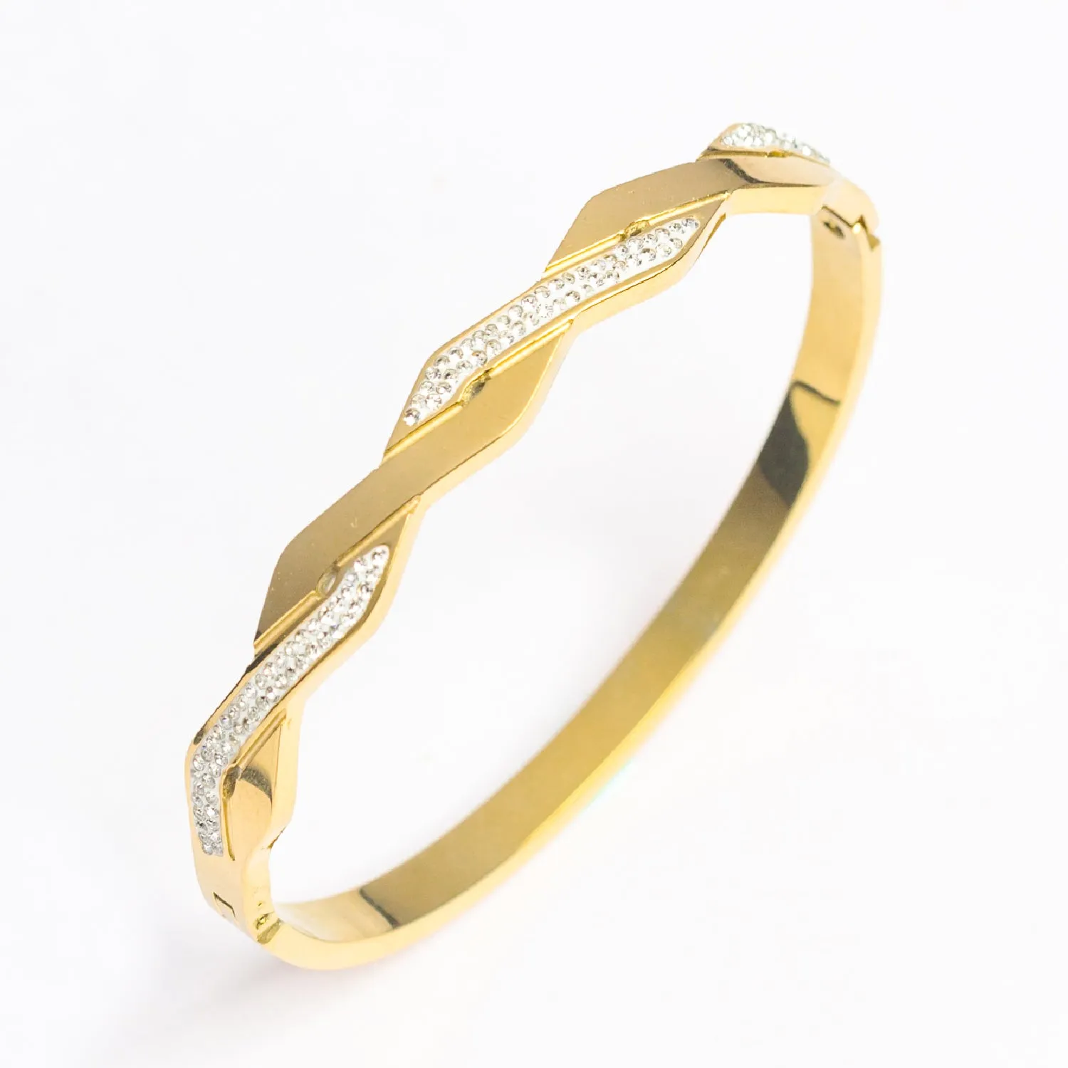 Artklim Designer Gold Plated Twisted Bangle Bracelet