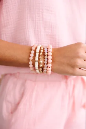 At Peace Pink Beaded Bracelet Set