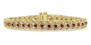 Beauvince Directions Bracelet (4.38 ct Diamonds & Rubies) in Yellow Gold