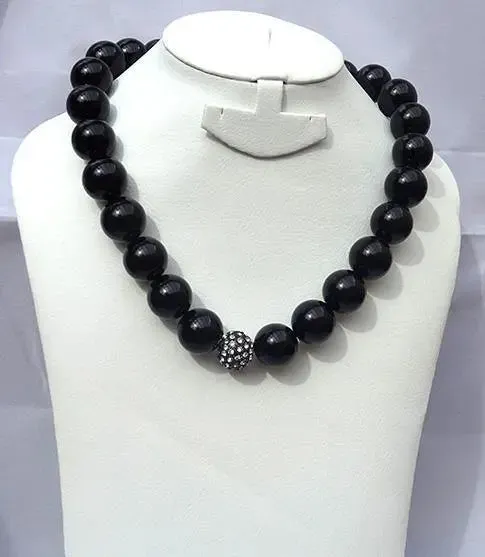 Black Simulated Pearl Beads Necklace Bracelet Casual Party Jewellery Set