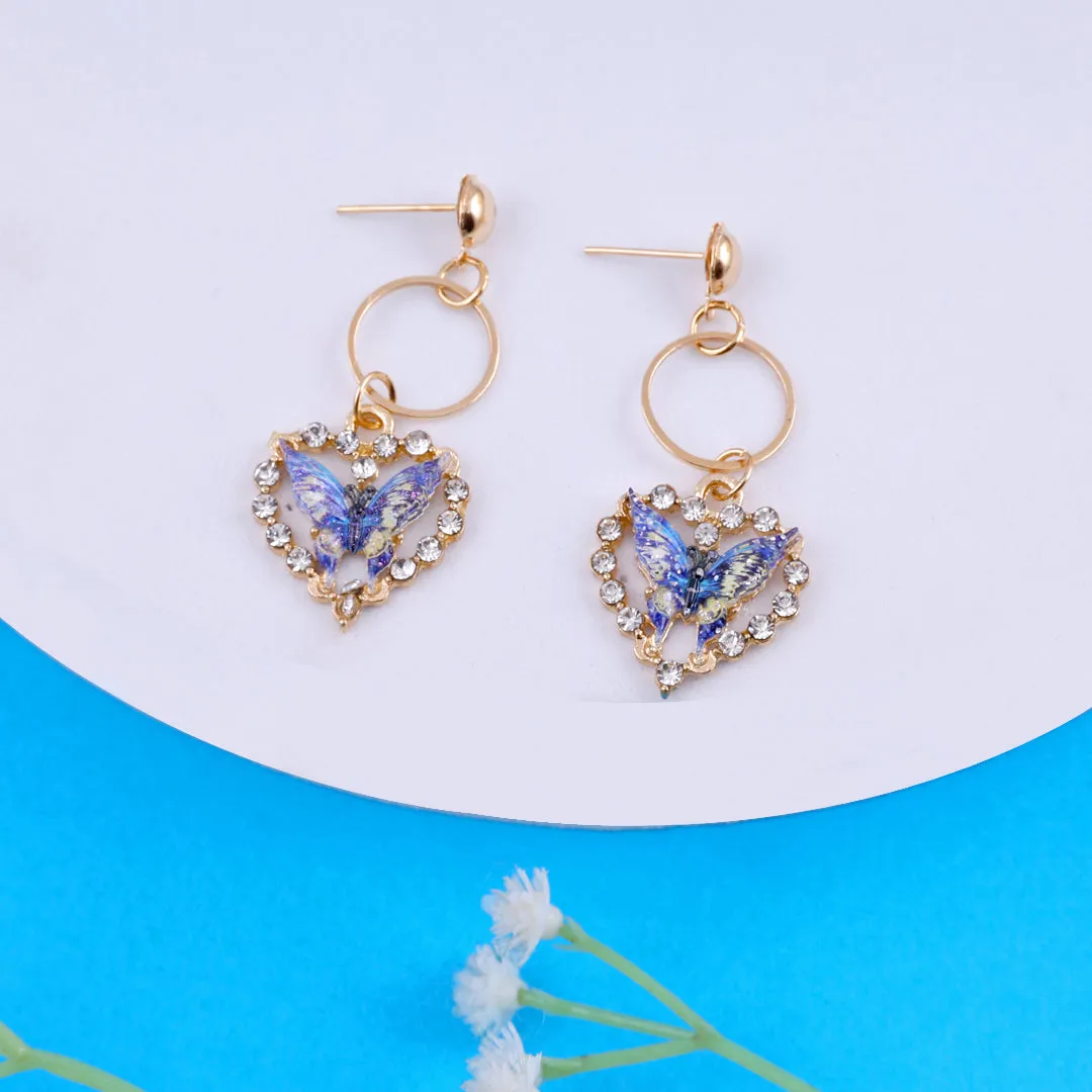 Blue butterfly Stone Drop Earrings