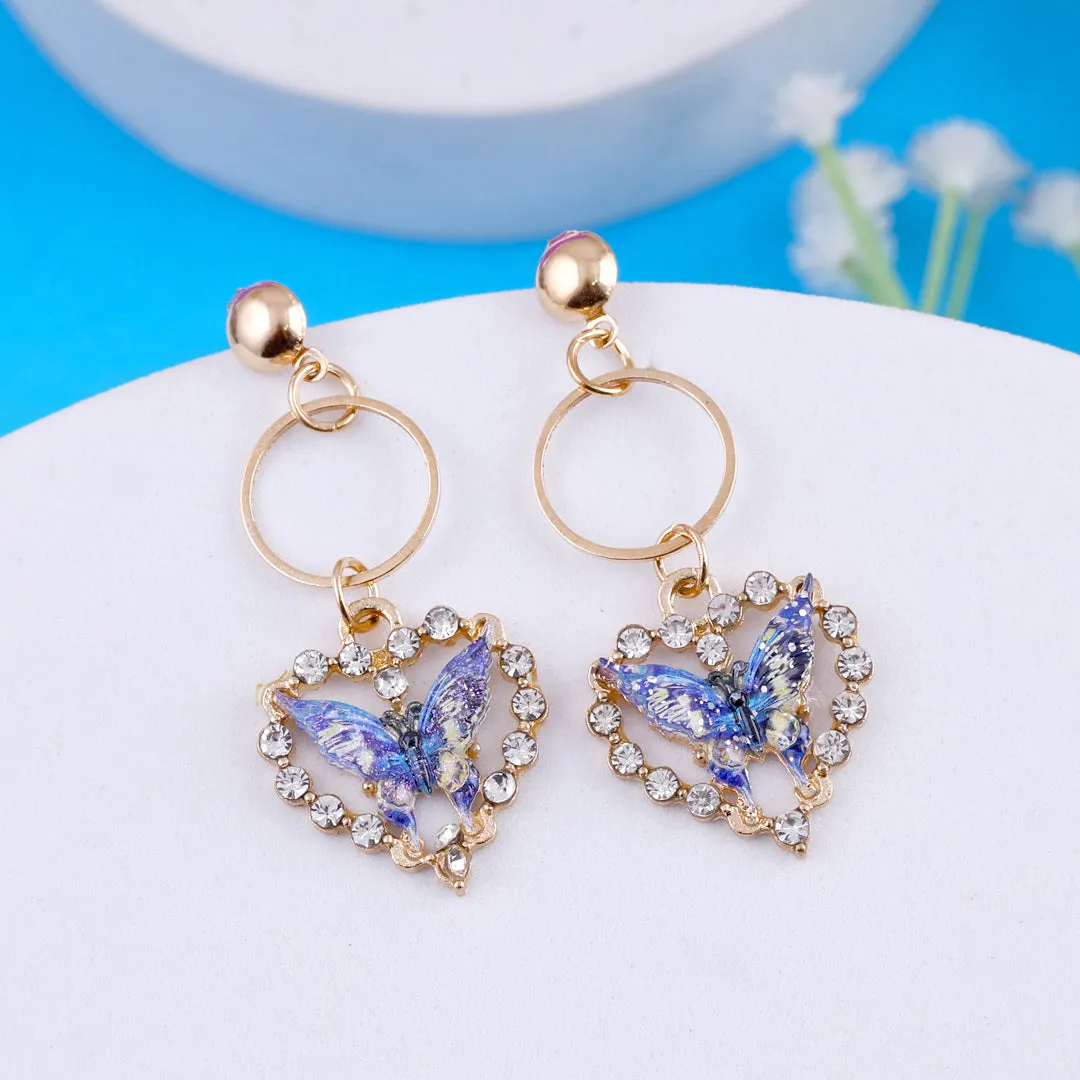 Blue butterfly Stone Drop Earrings