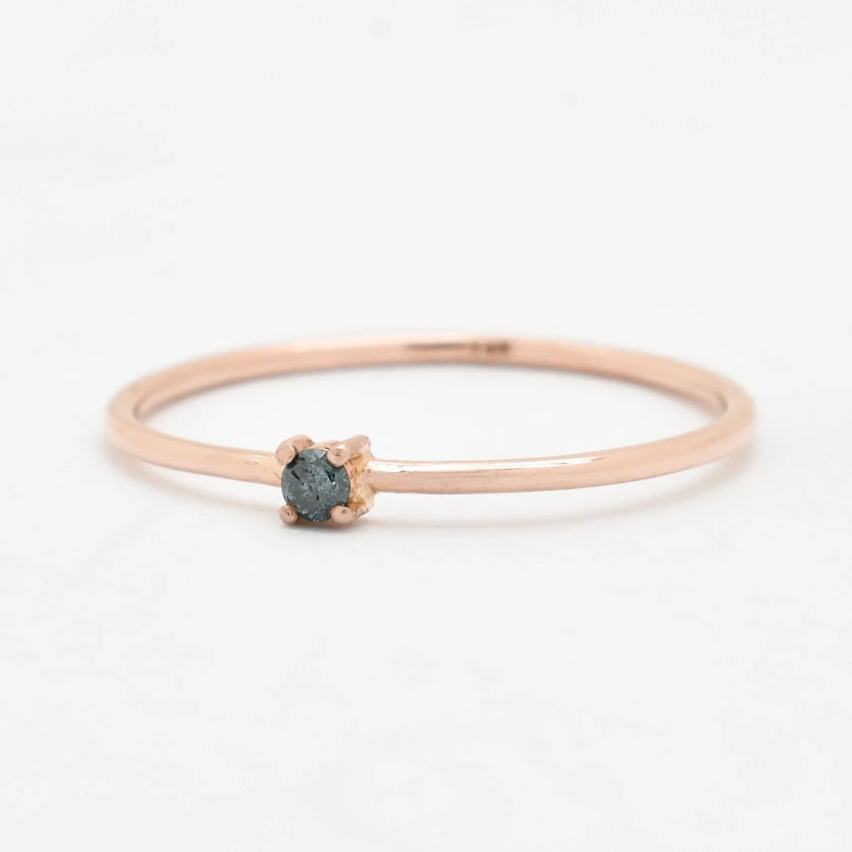 Blue Diamond Ring - Real 14k Gold Diamond Ring - Dainty Blue Diamond Ring