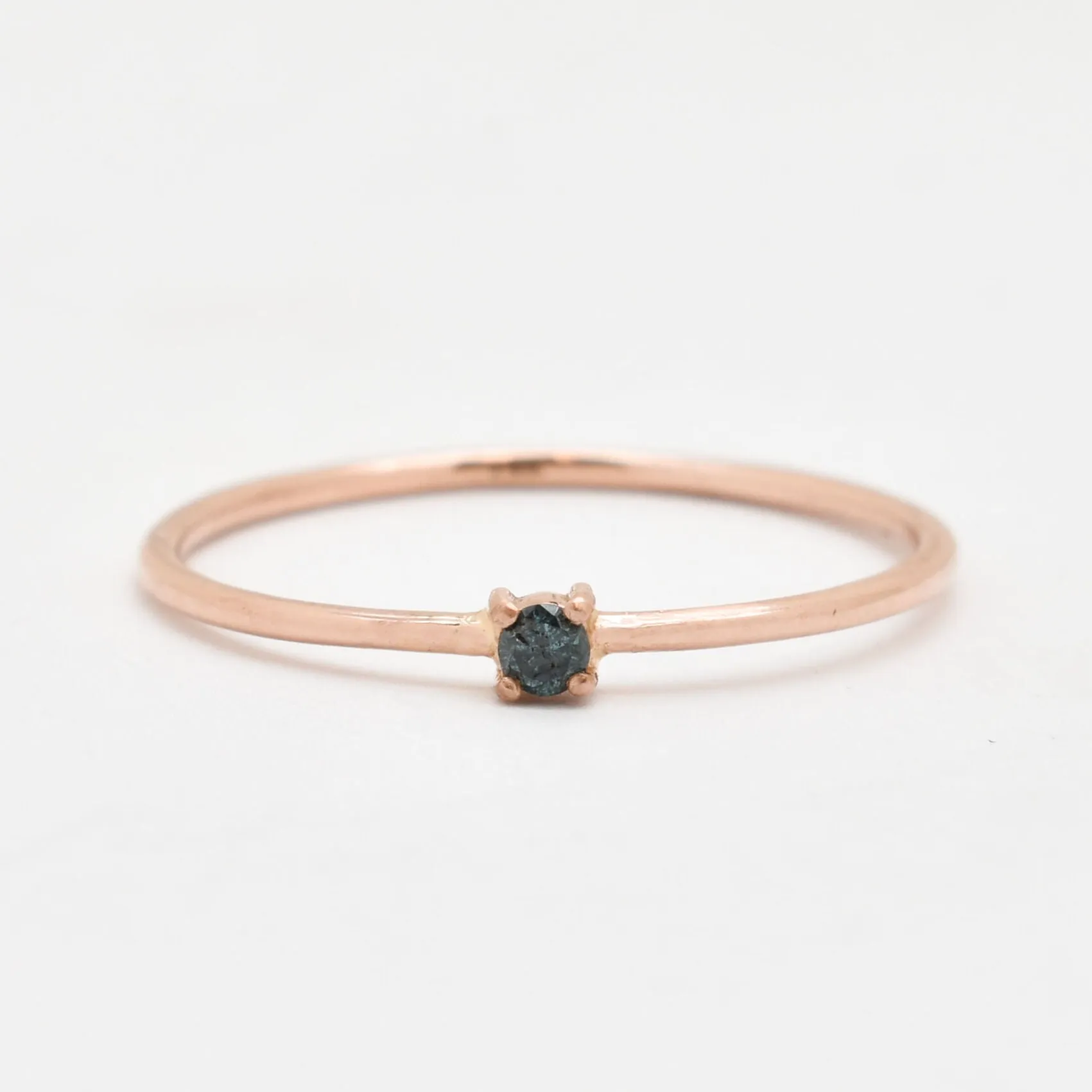 Blue Diamond Ring - Real 14k Gold Diamond Ring - Dainty Blue Diamond Ring