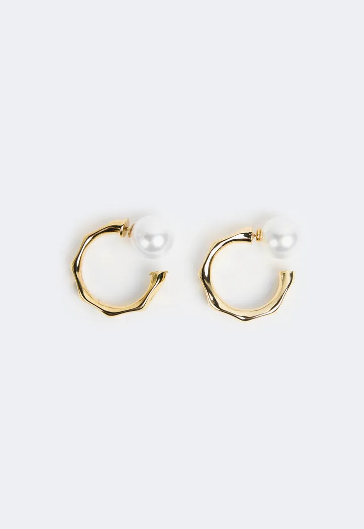 Choice Faux Pearls Hoop Earrings Gold