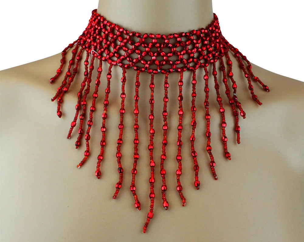 Choker Elastic Chain Mesh Beaded Necklace