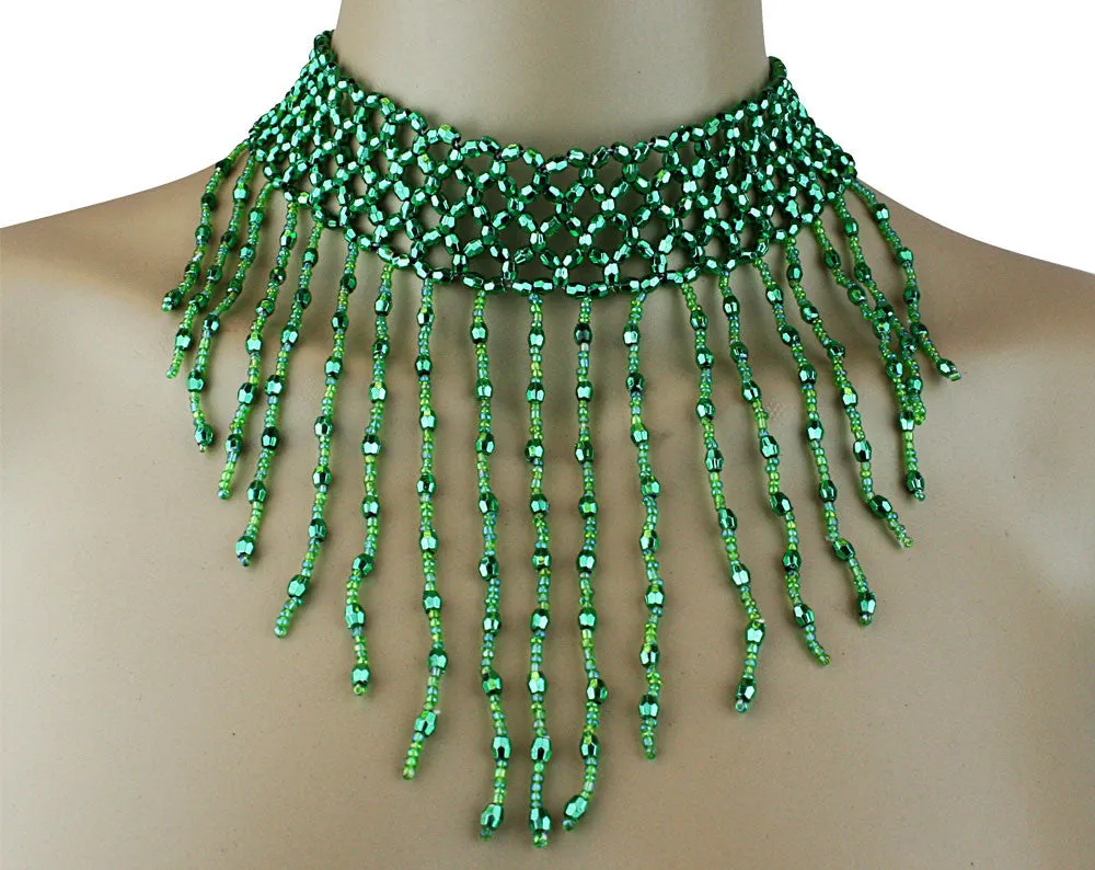 Choker Elastic Chain Mesh Beaded Necklace