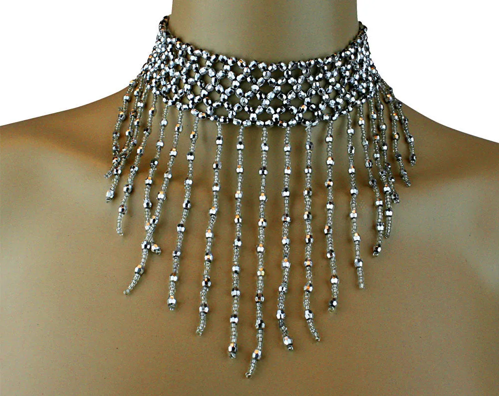 Choker Elastic Chain Mesh Beaded Necklace