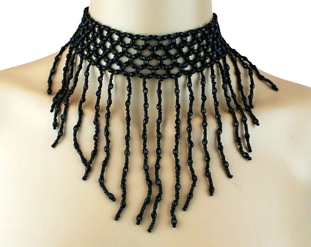 Choker Elastic Chain Mesh Beaded Necklace