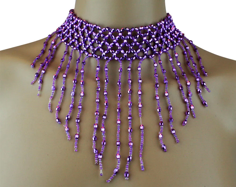 Choker Elastic Chain Mesh Beaded Necklace