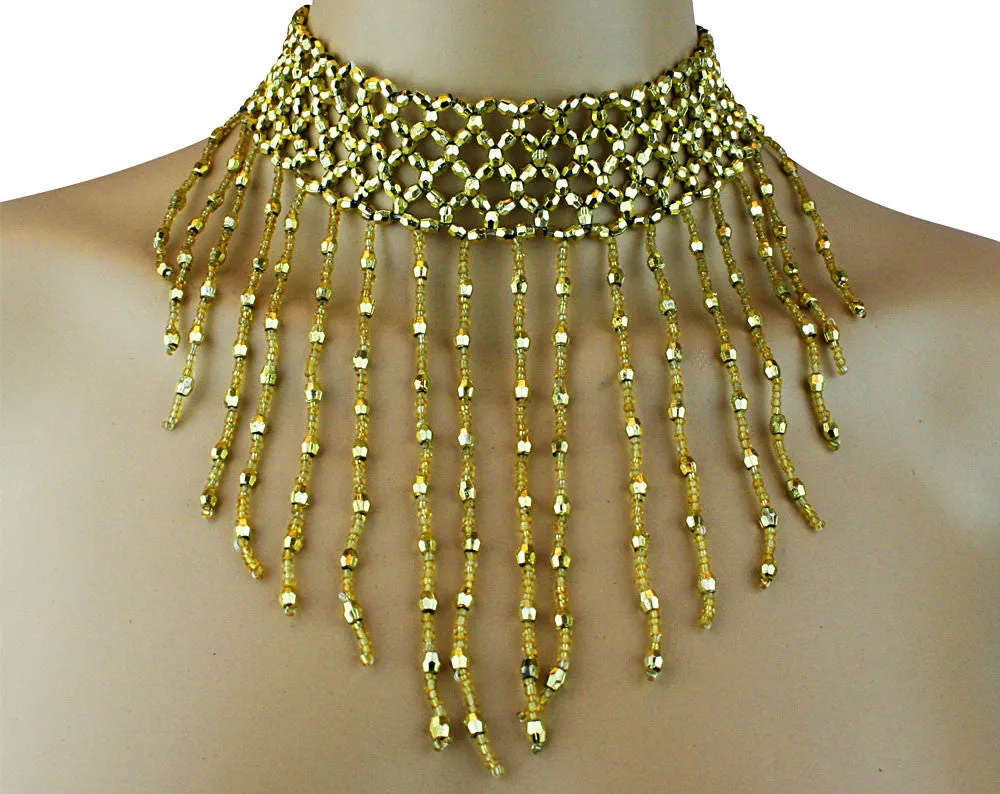 Choker Elastic Chain Mesh Beaded Necklace