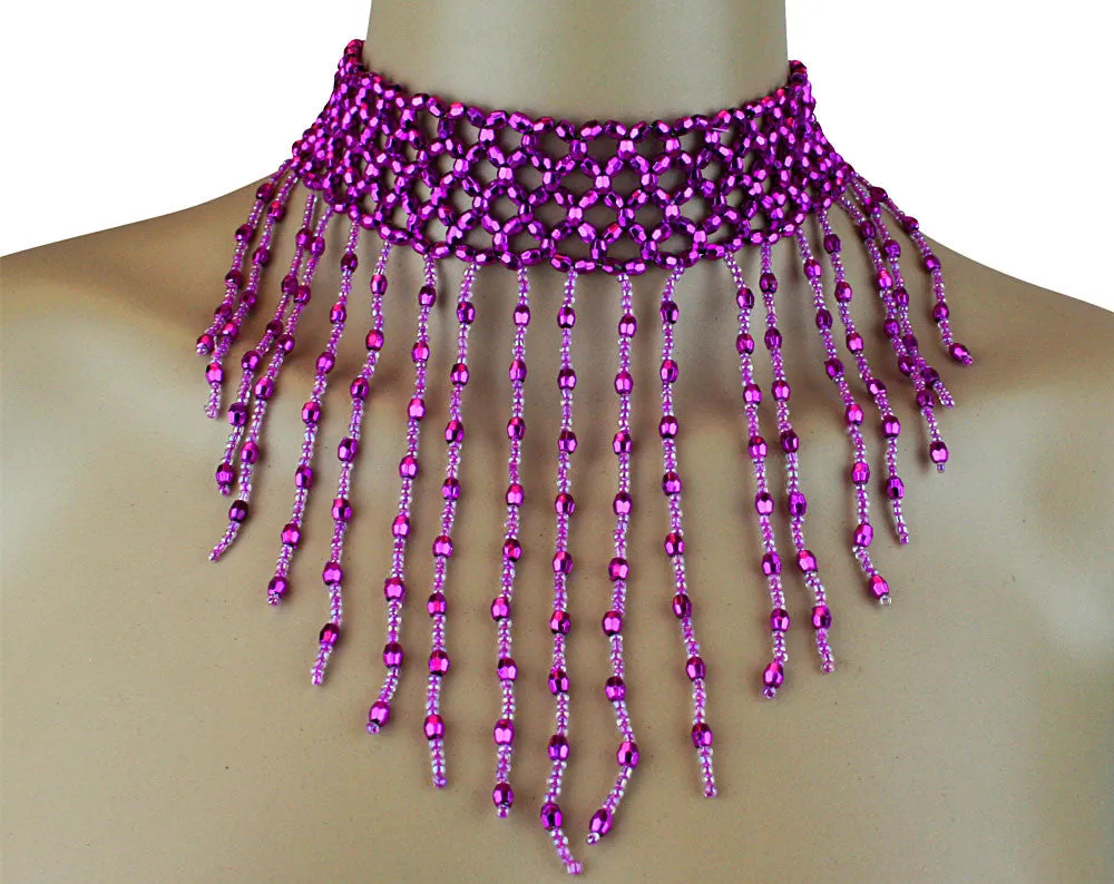 Choker Elastic Chain Mesh Beaded Necklace